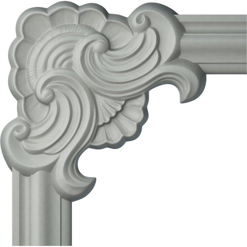 Ekena Millwork PML10X10PM Pompeii Corner (matches moulding PML02X00PO) Panel Moulding, 10 5/8"W x 10 5/8"H, Primed - Image 1